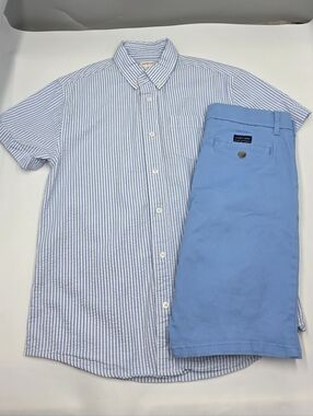 Crewcuts boys' seersucker button down and coordinating shorts size 14